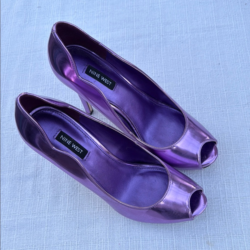 Nine West Purple Peep Toe Heels
